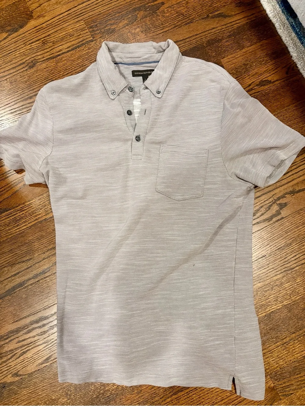 Banana Republic Men's Pale Gray Button-Collar Polo